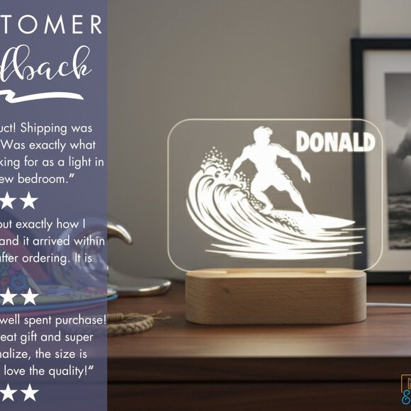 Surfing Night Light – Personalized LED Lamp for Beach Enthusiasts - Picture 7 of 8